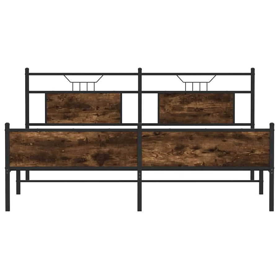 Cadre de lit en métal sans matelas chêne fumé 180x200 cm - 6