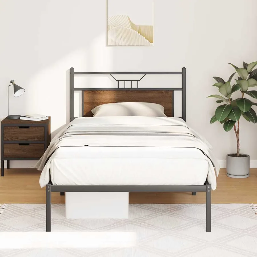 Cadre de lit sans matelas chêne marron 107x203 cm - 4