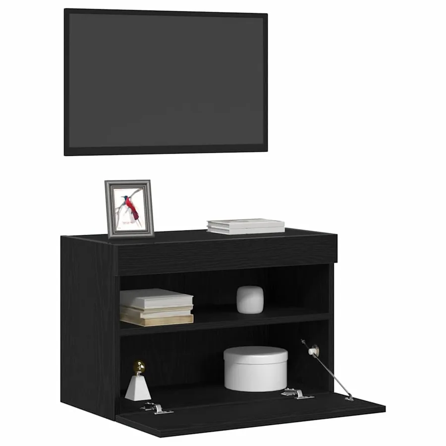 Meuble TV mural Chêne noir 60 x 30 x 40 cm Bois d'ingénierie - 3