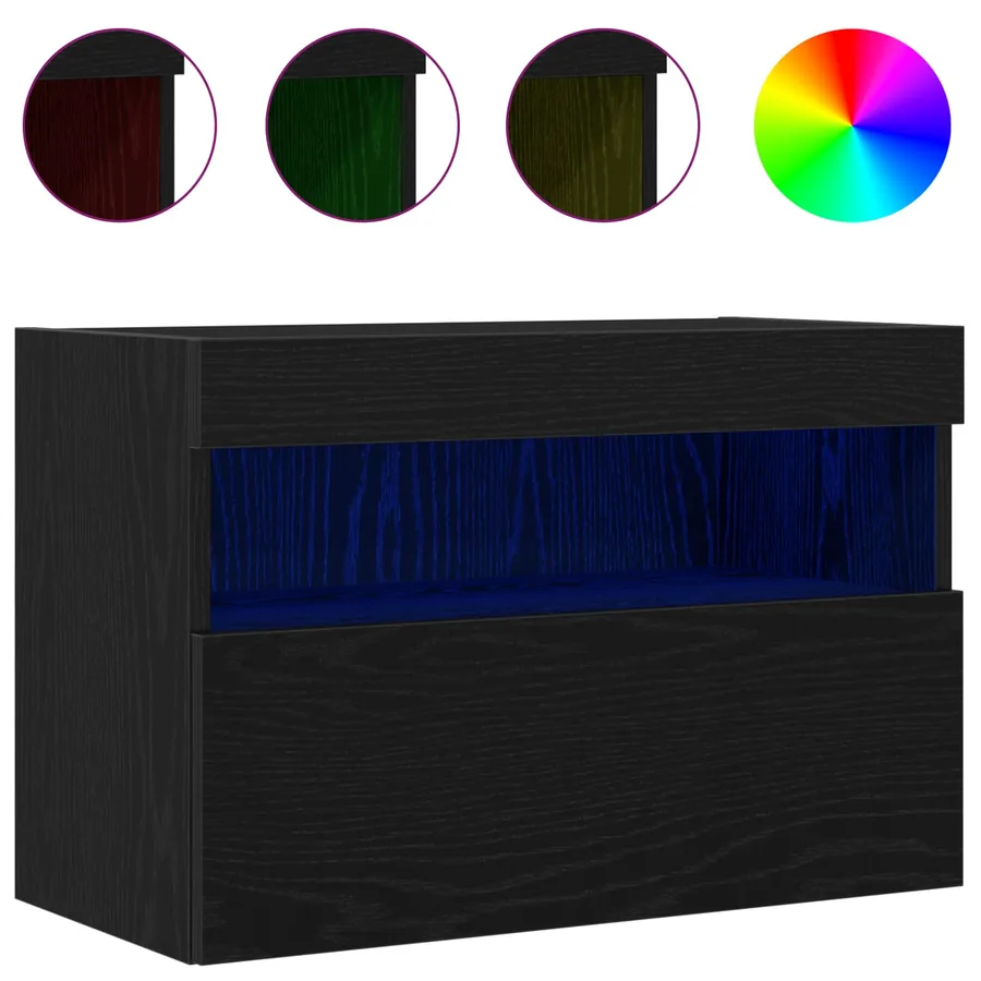 Meuble TV mural Chêne noir 60 x 30 x 40 cm Bois d'ingénierie - 4