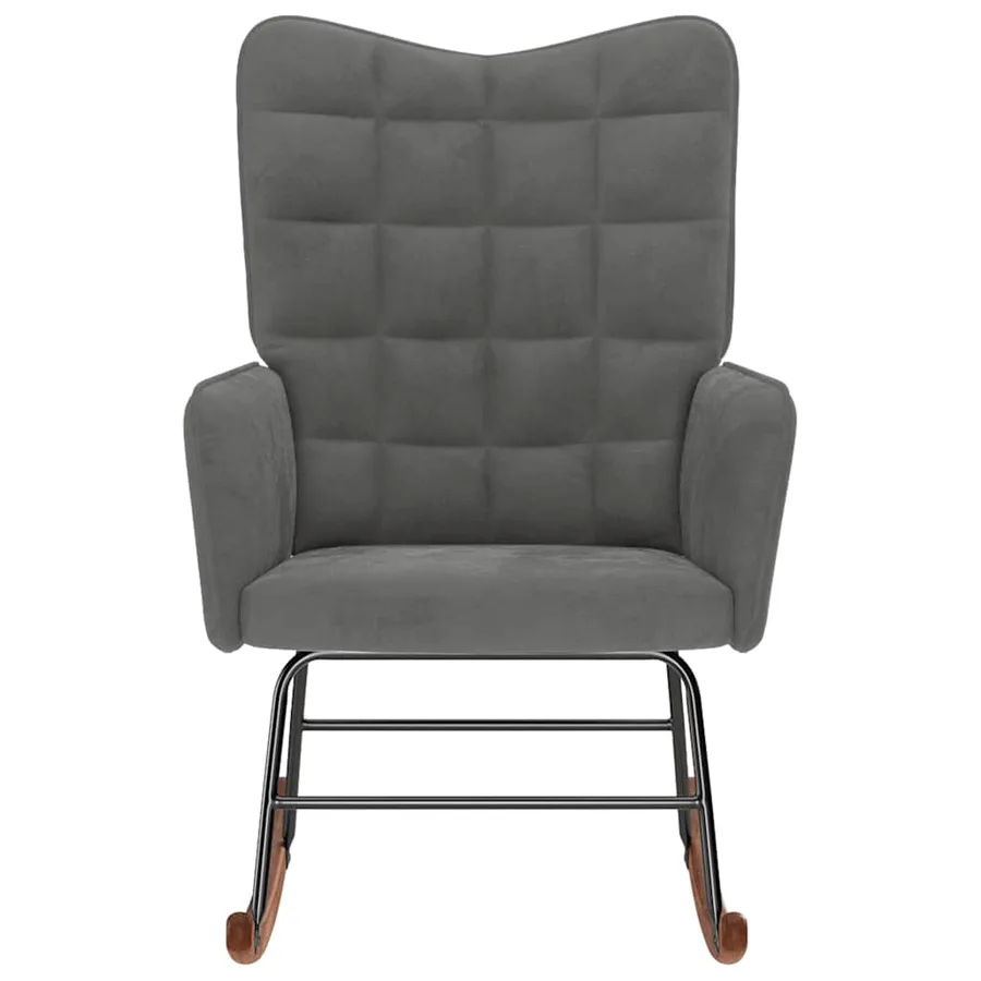 Chaise à bascule Gris foncé Velours - 3