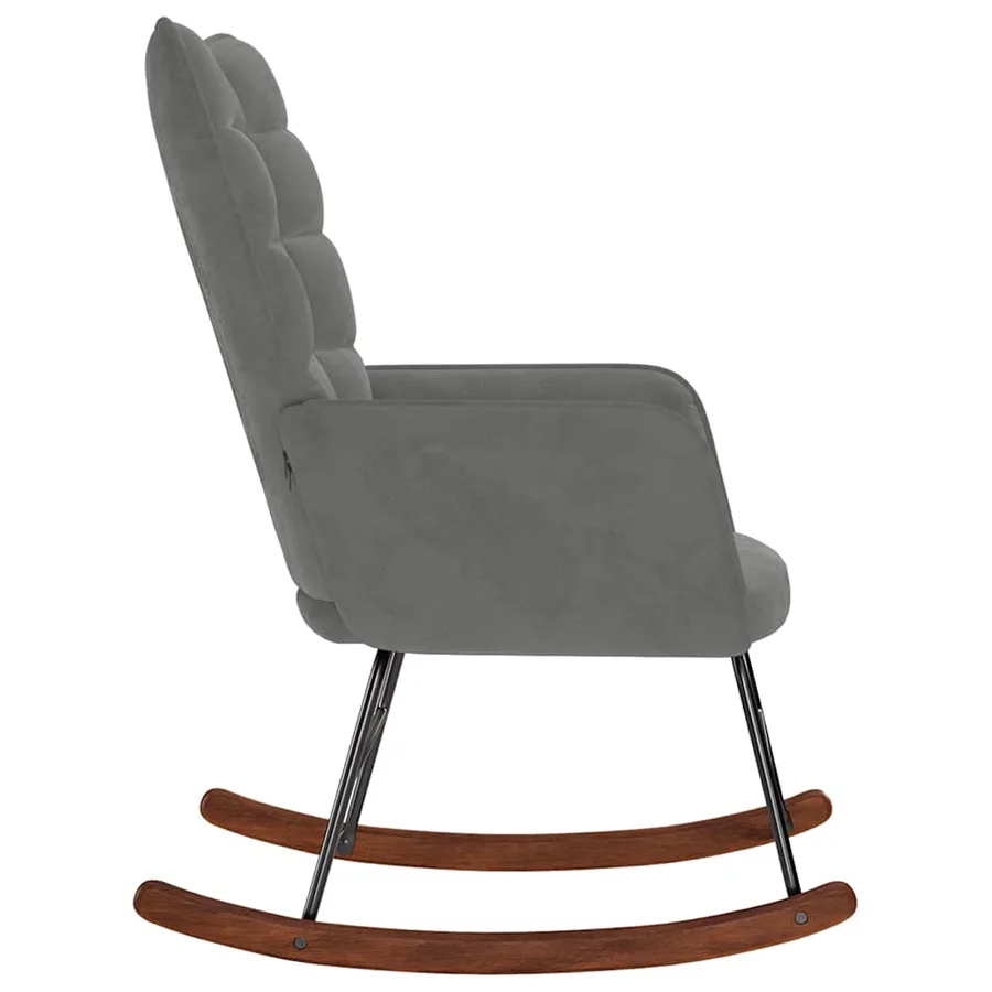 Chaise à bascule Gris foncé Velours - 4