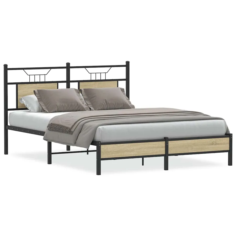 Cadre de lit sans matelas chêne sonoma 140x200 cm - 2