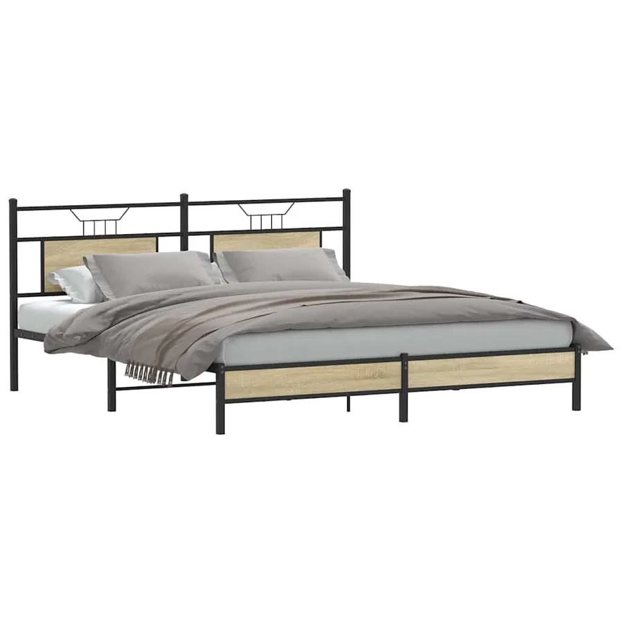 Cadre de lit sans matelas chêne sonoma 160x200 cm - 3