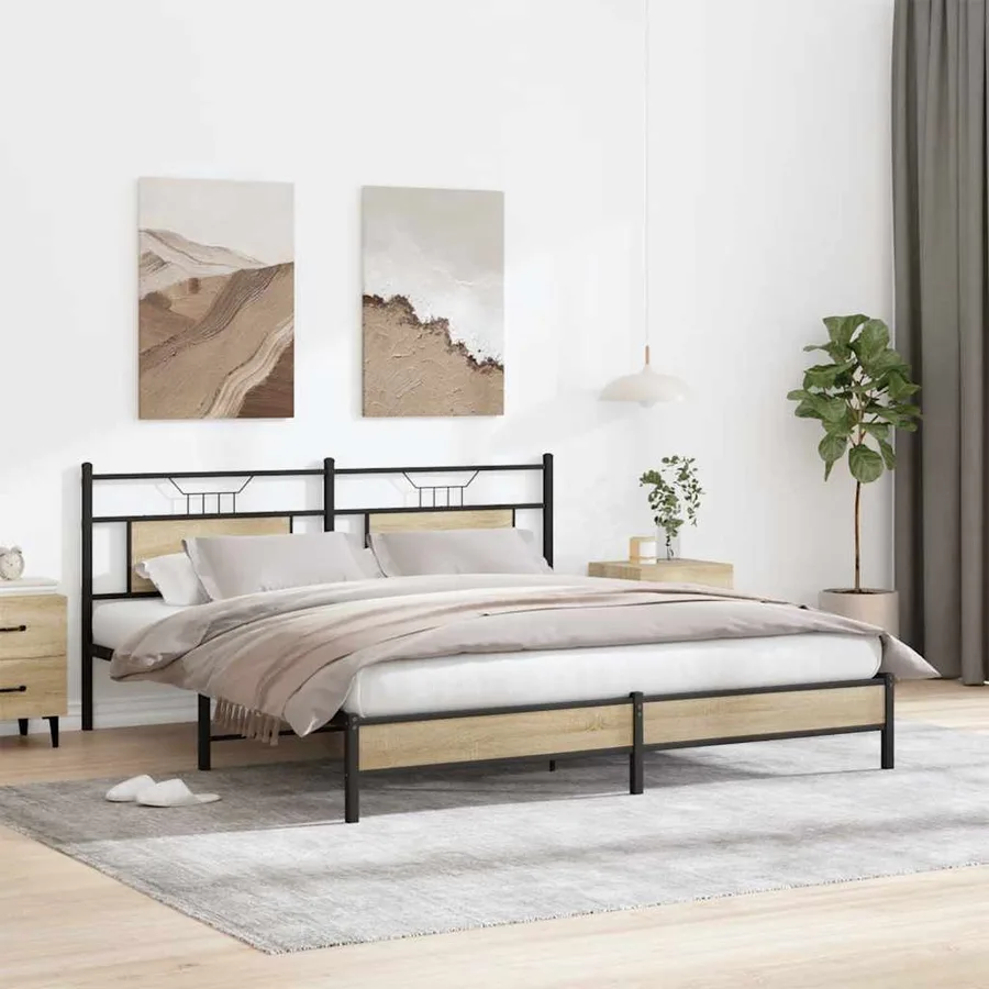 Cadre de lit sans matelas chêne sonoma 160x200 cm - 4