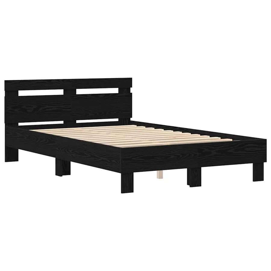Cadre de lit avec LED Chêne noir 135 x 190 cm Bois d'ingénierie - 4