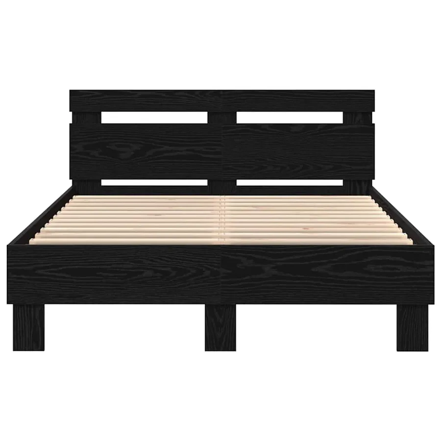 Cadre de lit avec LED Chêne noir 135 x 190 cm Bois d'ingénierie - 5