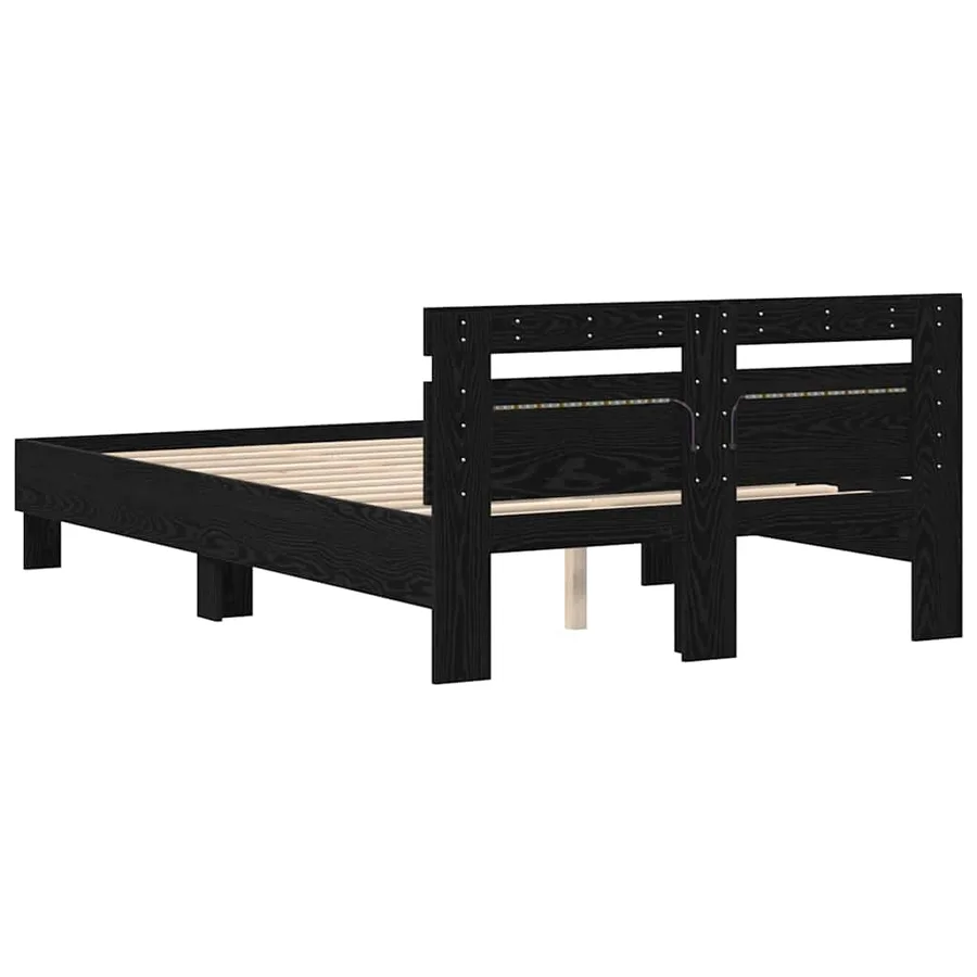 Cadre de lit avec LED Chêne noir 135 x 190 cm Bois d'ingénierie - 7