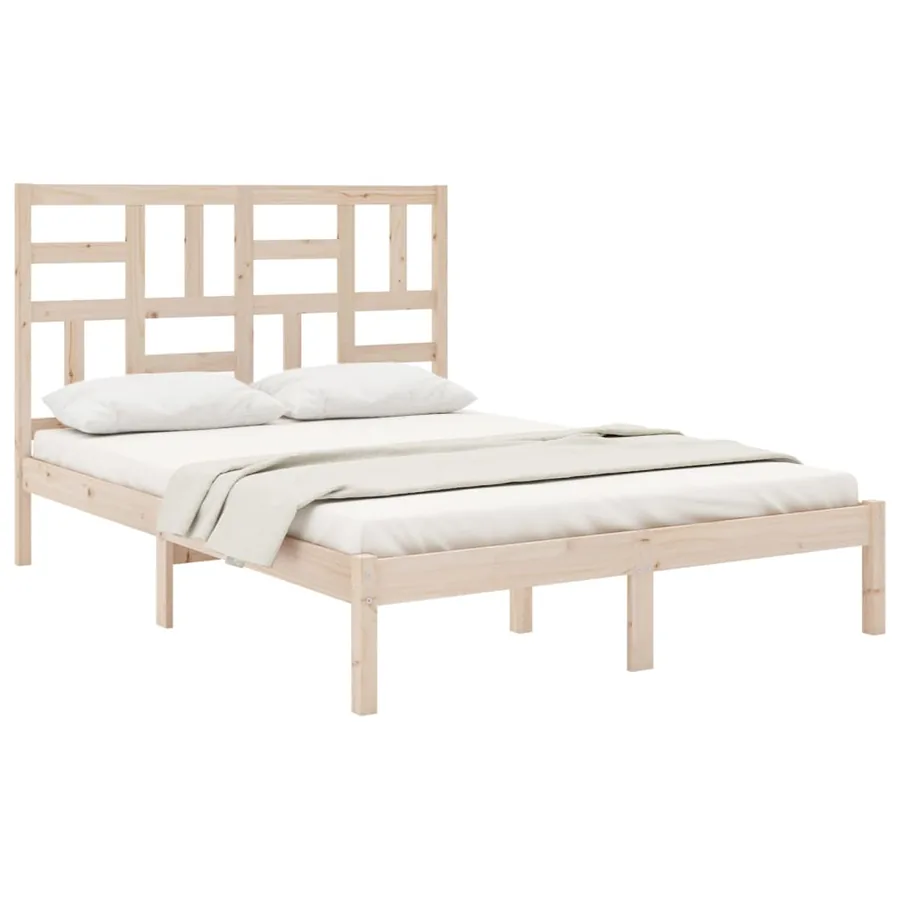 Cadre de lit sans matelas bois massif 135x190 cm - 3