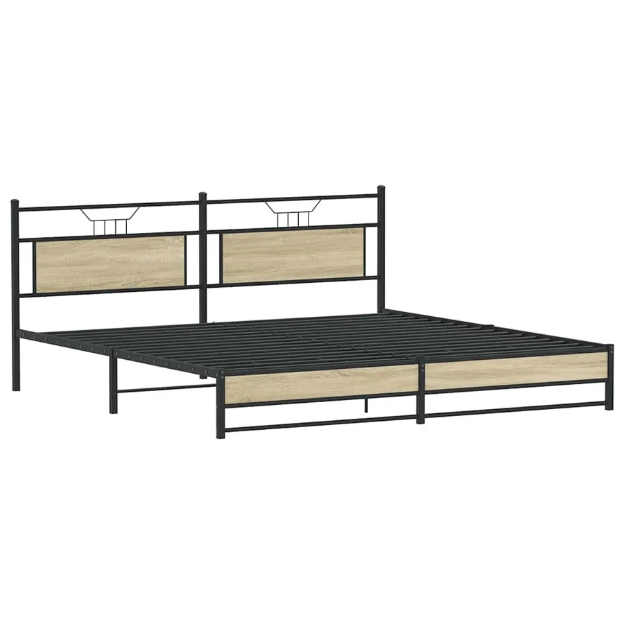 Cadre de lit en métal sans matelas chêne sonoma 200x200 cm - 5