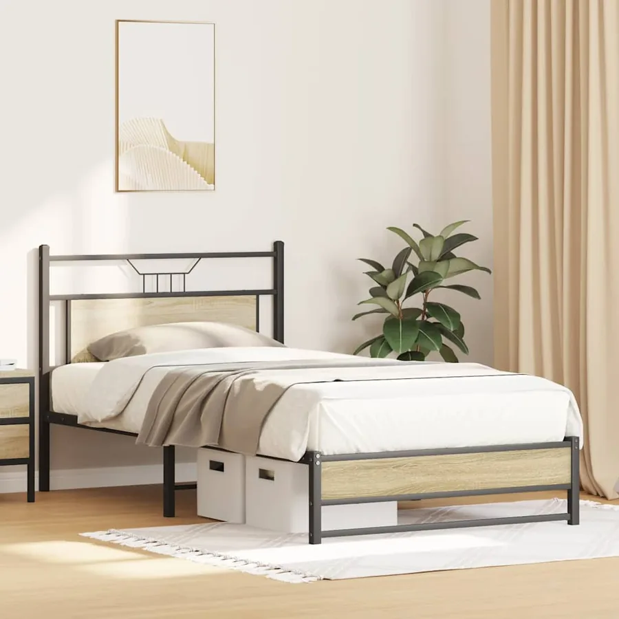 Cadre de lit sans matelas chêne sonoma 107x203 cm - 5
