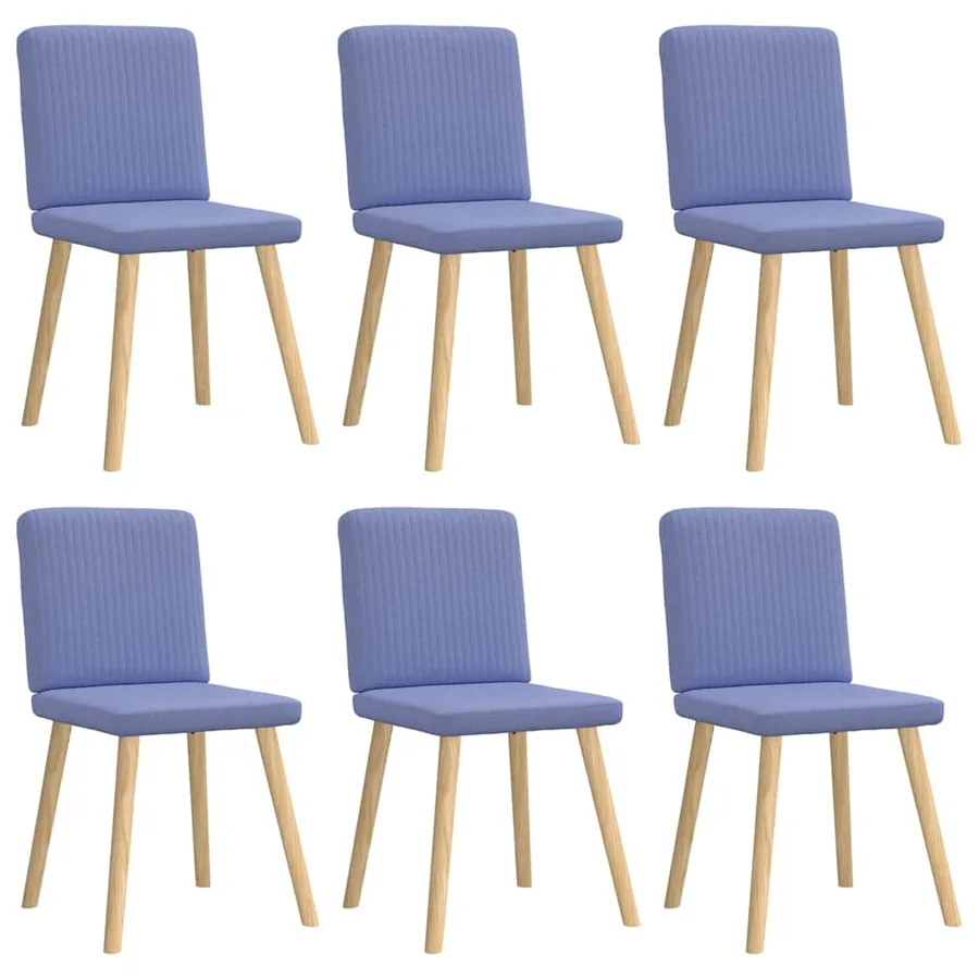 Chaises à manger lot de 6 bleu jean tissu - 2
