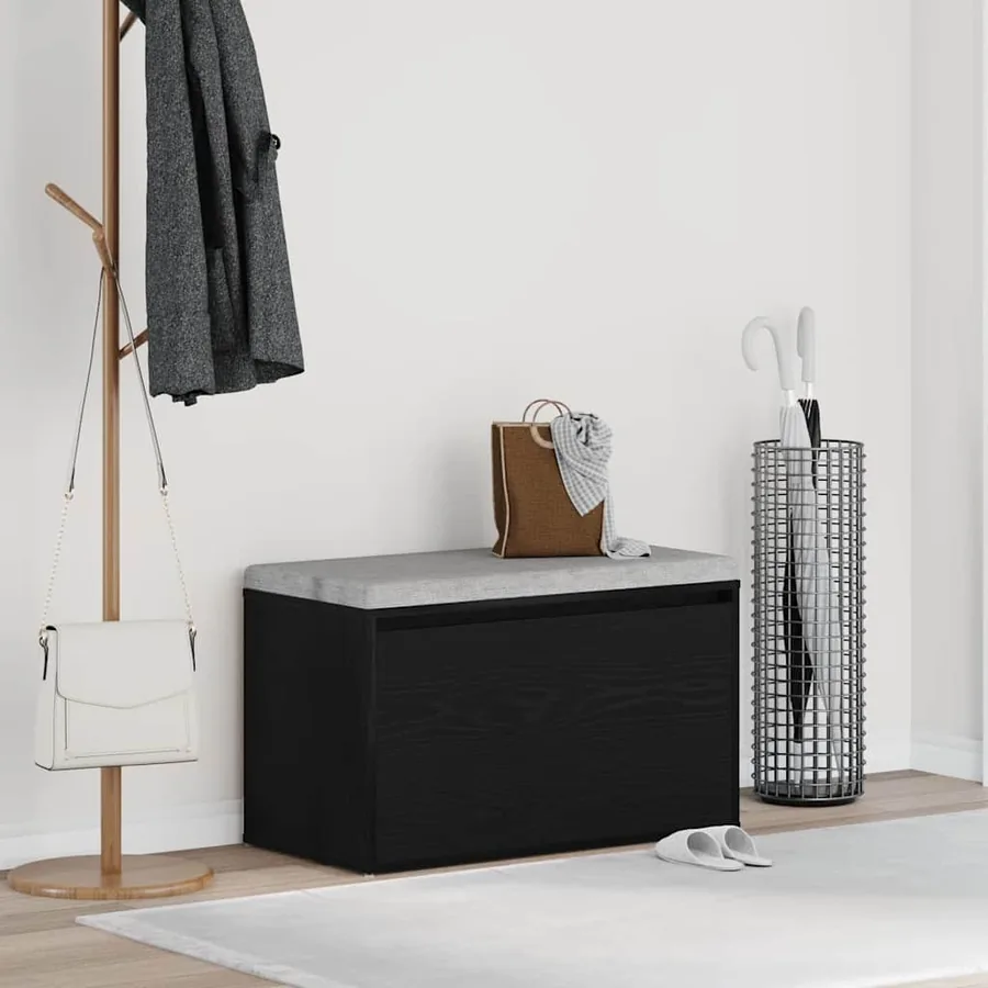 Banc d'entrée Chêne noir 80 x 40 x 45 cm Bois d'ingénierie