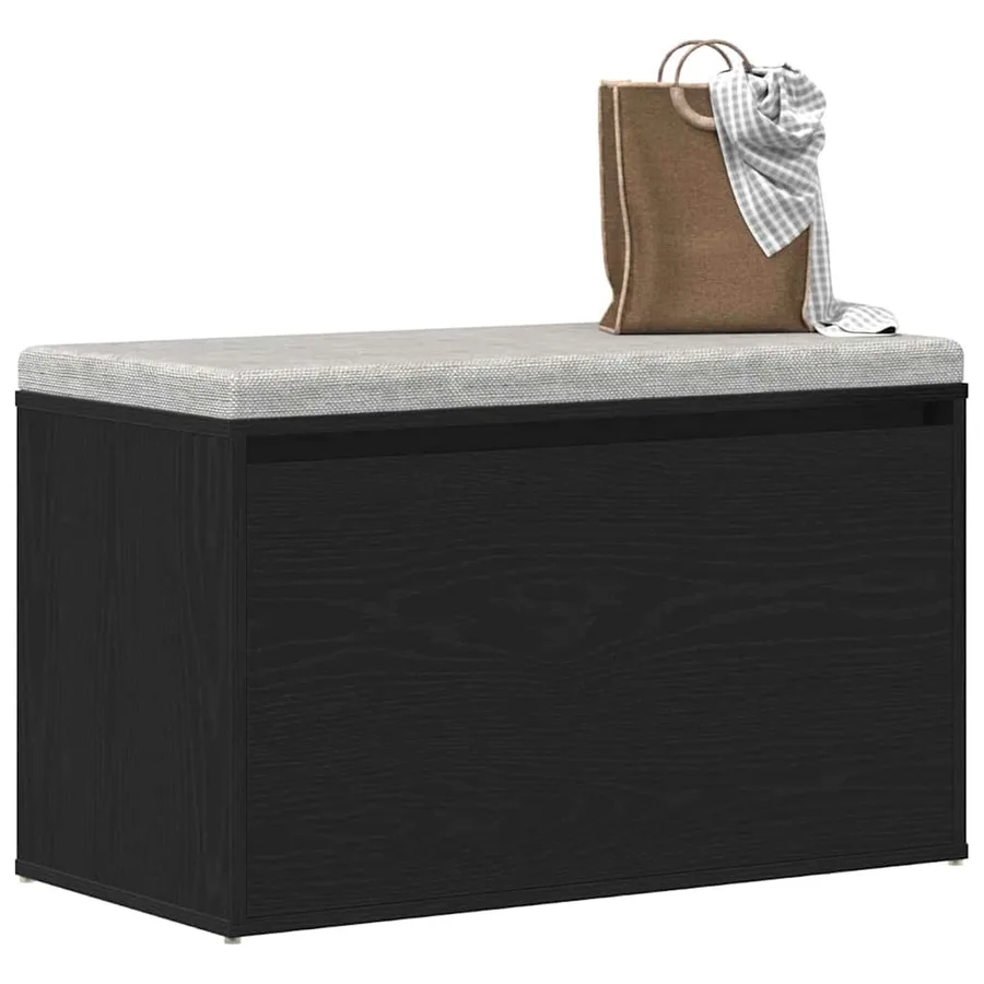 Banc d'entrée Chêne noir 80 x 40 x 45 cm Bois d'ingénierie - 3