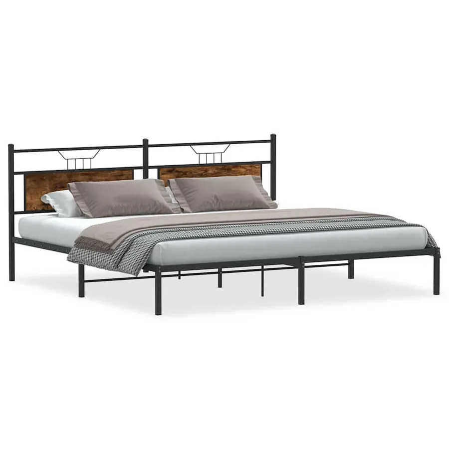 Cadre de lit sans matelas chêne fumé 200x200 cm bois ingénierie - 2