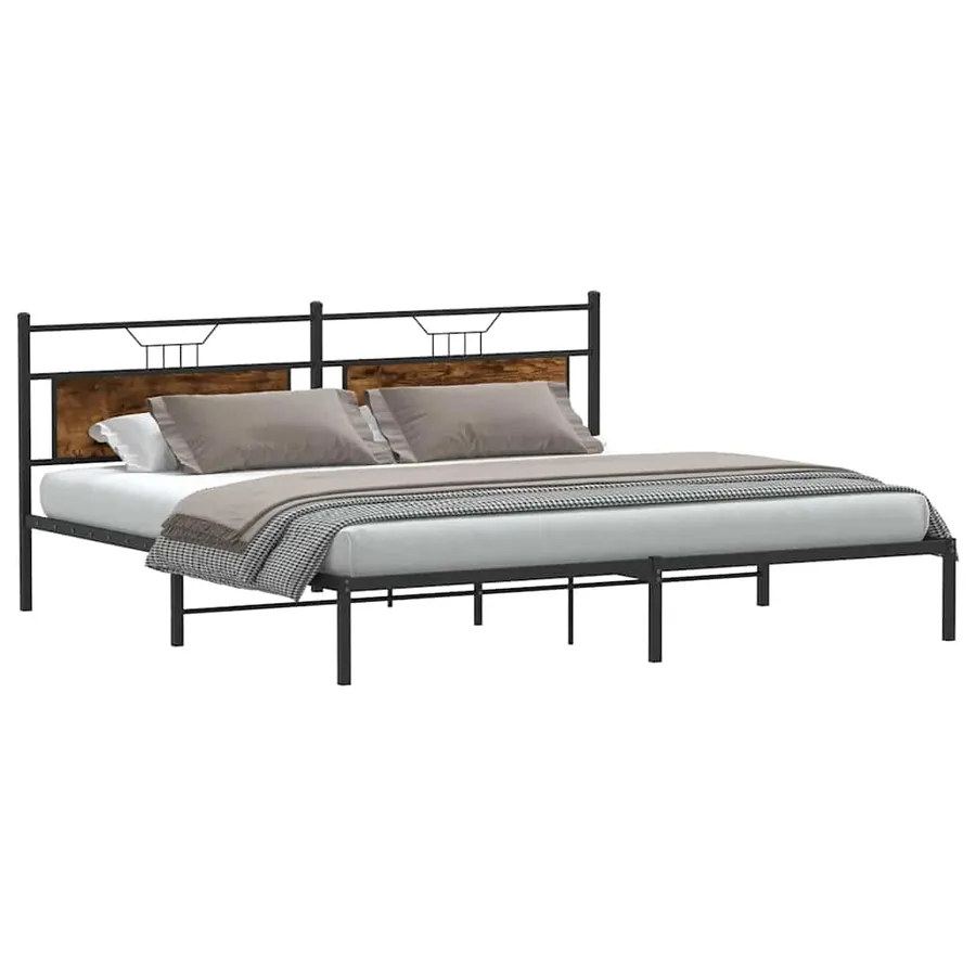 Cadre de lit sans matelas chêne fumé 200x200 cm bois ingénierie - 3