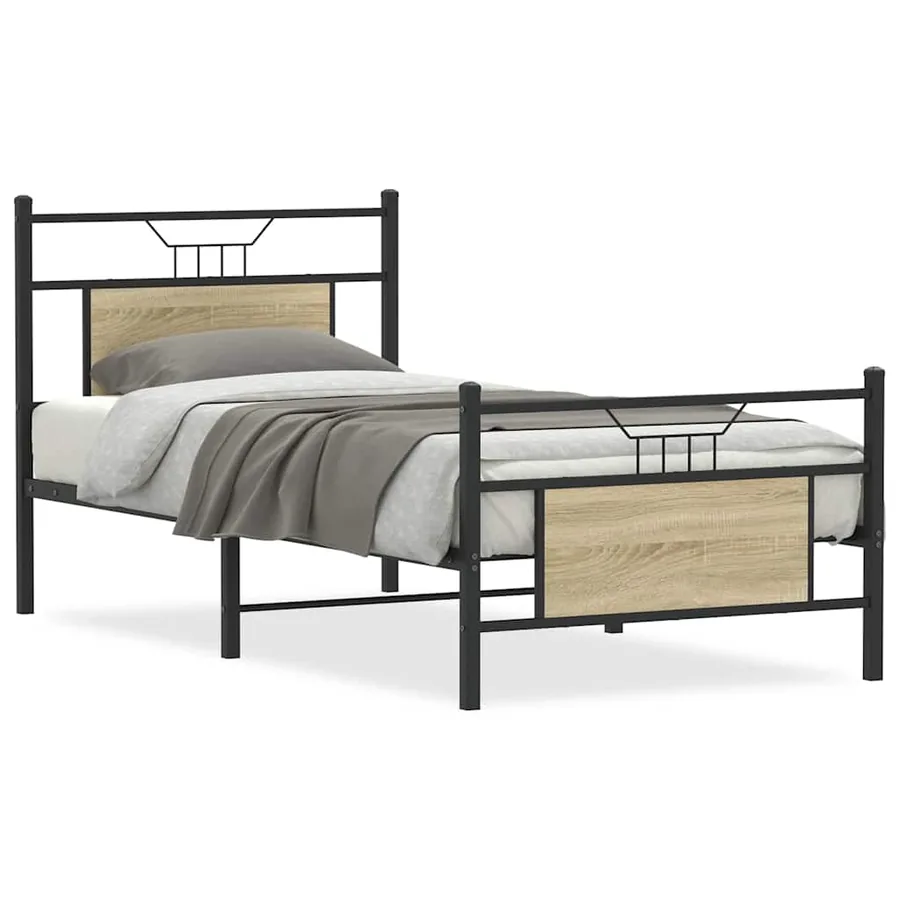 Cadre de lit sans matelas chêne sonoma 90x190 cm - 2