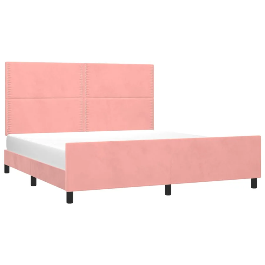 Cadre de lit sans matelas rose velours - 3