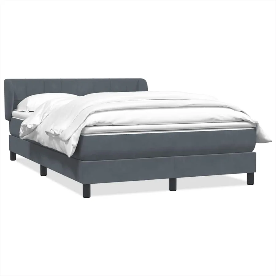 Sommier à lattes de lit et matelas gris foncé 160x220cm velours - 2