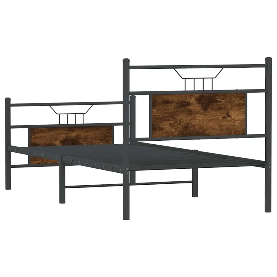 Cadre de lit sans matelas chêne fumé 80x200cm bois d'ingénierie - 8