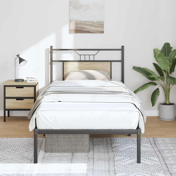 Cadre de lit sans matelas chêne sonoma 90x190 cm