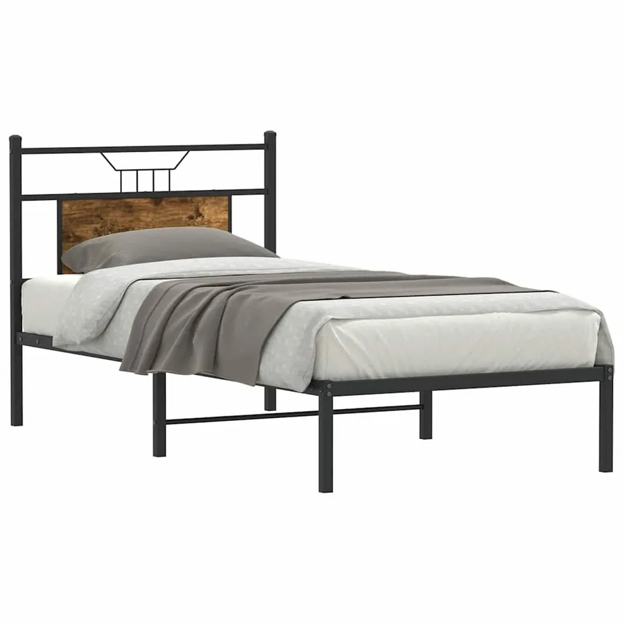 Cadre de lit sans matelas chêne fumé 75x190cm bois d'ingénierie - 3
