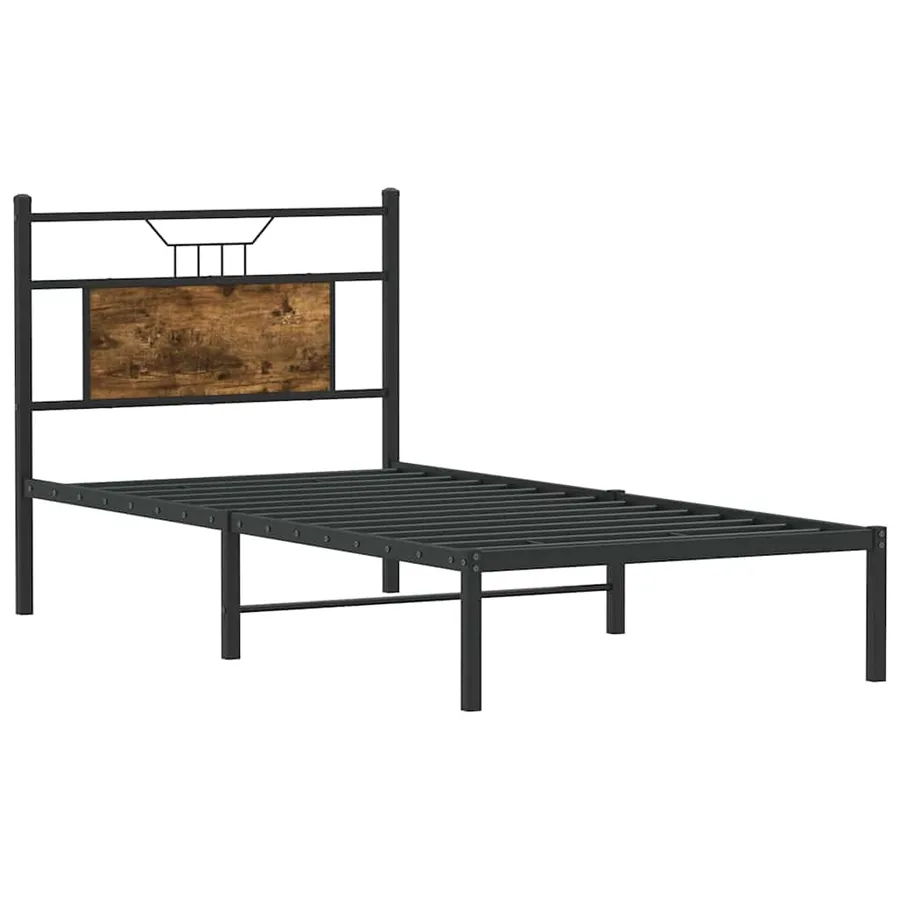 Cadre de lit sans matelas chêne fumé 75x190cm bois d'ingénierie - 5