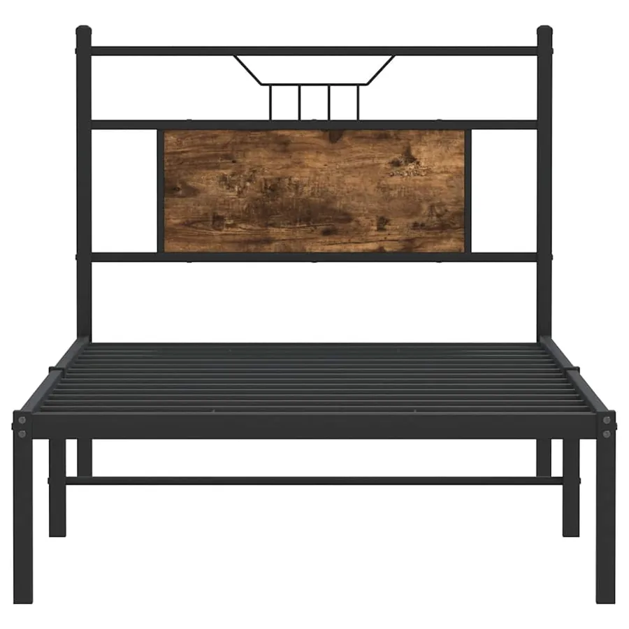 Cadre de lit sans matelas chêne fumé 75x190cm bois d'ingénierie - 6