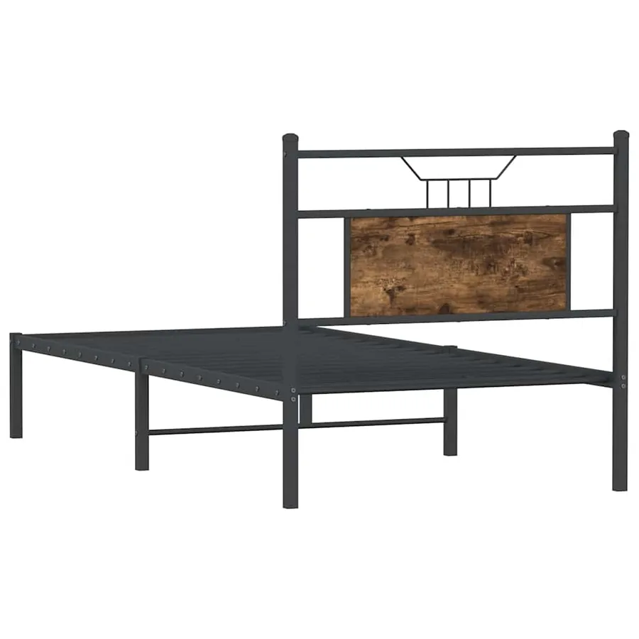 Cadre de lit sans matelas chêne fumé 75x190cm bois d'ingénierie - 8