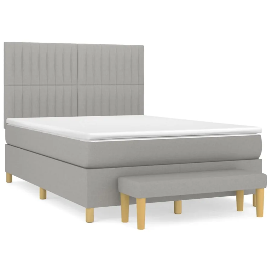 Sommier à lattes de lit avec matelas Gris clair 140x190cm Tissu - 2