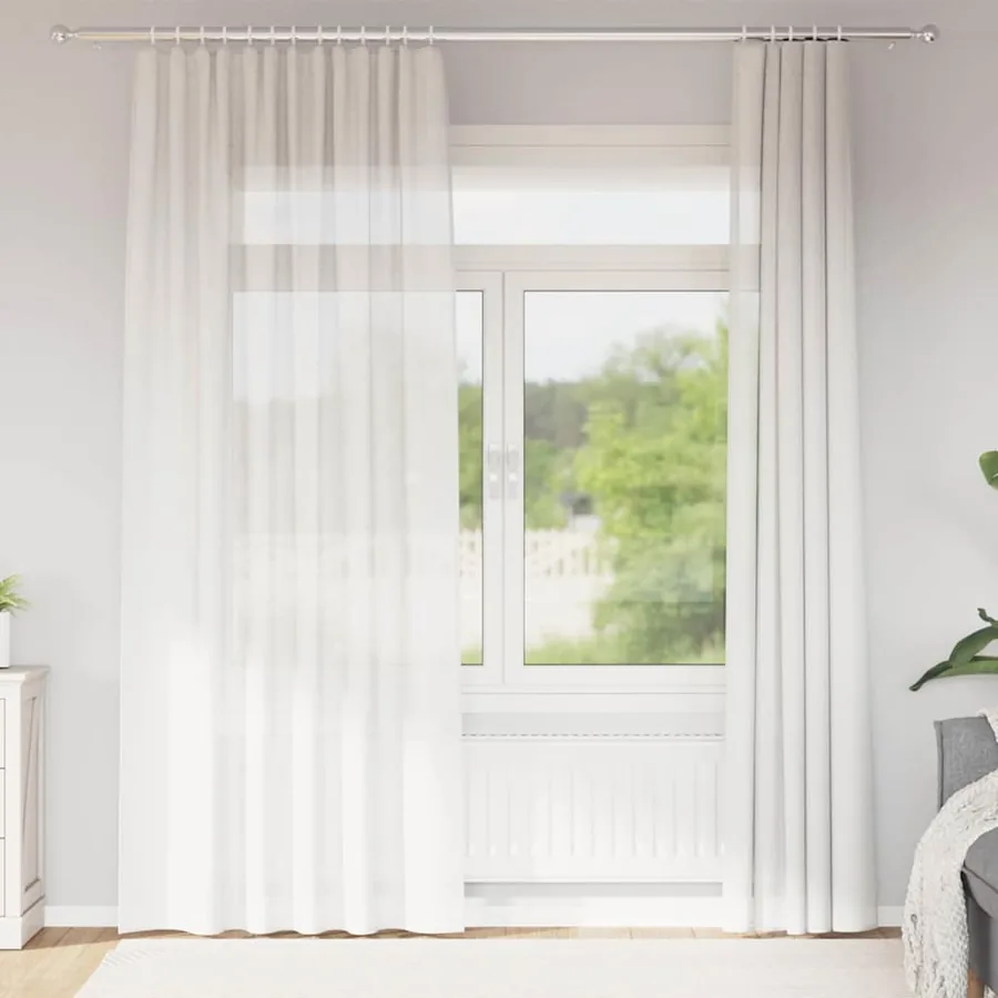 Rideaux en voile avec passe-tringles 2 pcs blanc