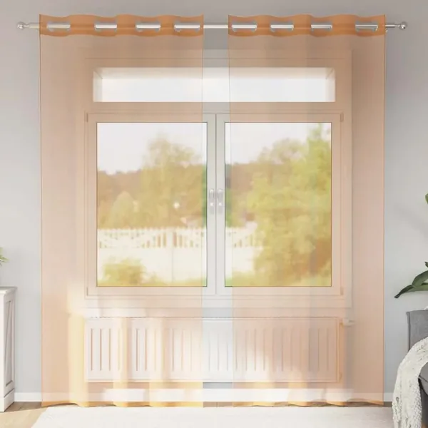 Rideaux en voile avec œillets 2 pcs terre cuite