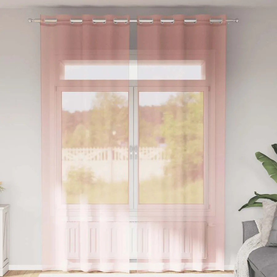 Rideaux en voile avec œillets 2 pcs rose 140 x 300 cm