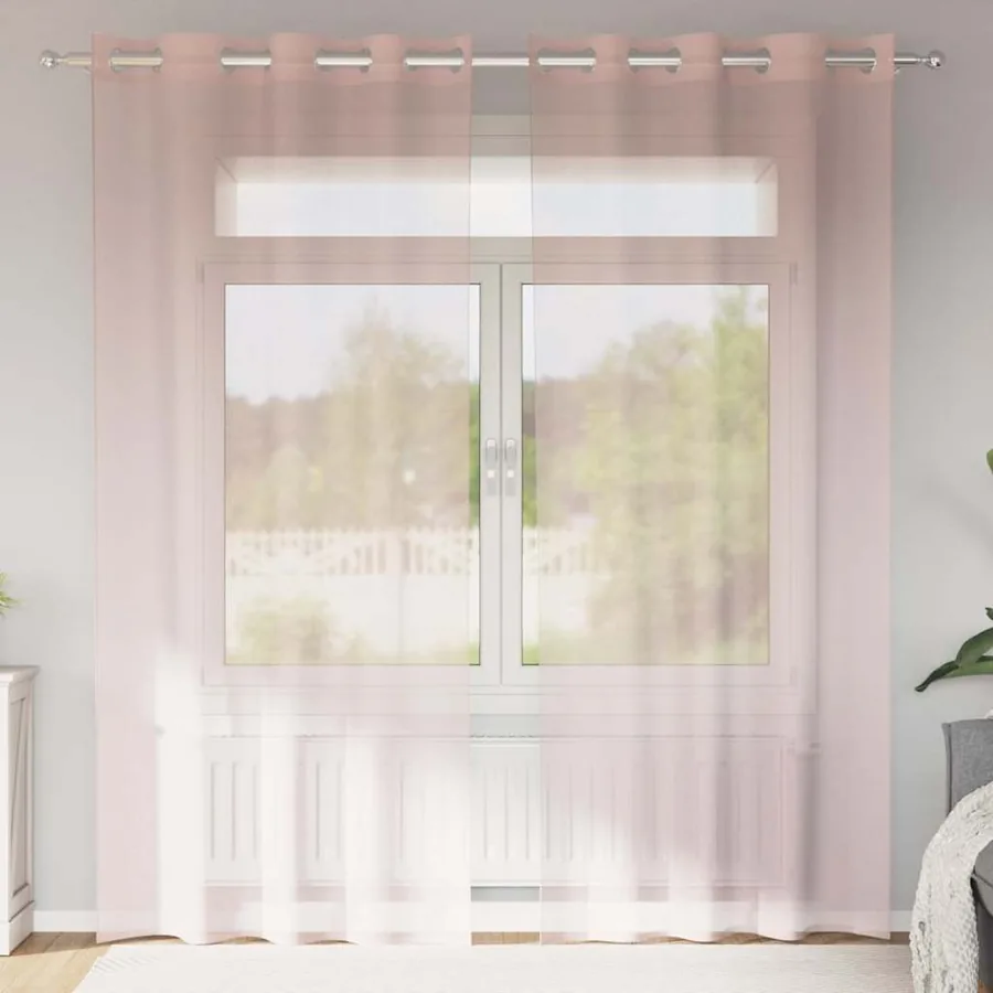 Rideaux en voile avec œillets 2 pcs rose clair 140x225 cm