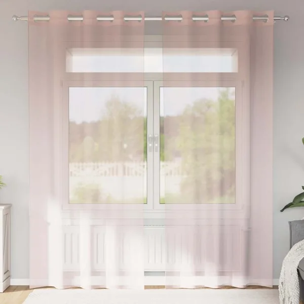 Rideaux en voile avec œillets 2 pcs rose clair 140x225 cm