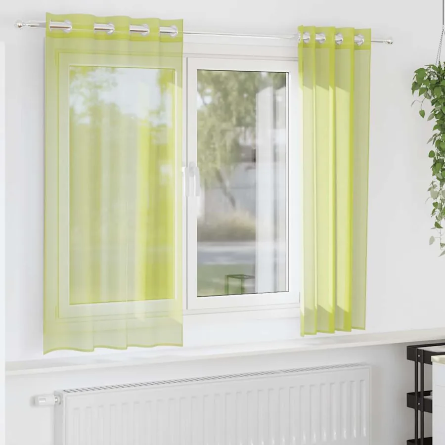 Rideaux en voile avec œillets 2 pcs vert pomme 140x140 cm