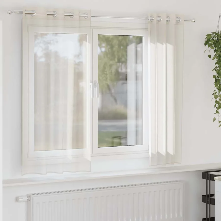 Rideaux en voile avec œillets 2 pcs crème 140x175 cm