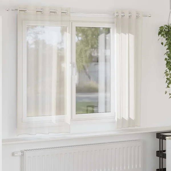 Rideaux en voile avec œillets 2 pcs crème 140x175 cm