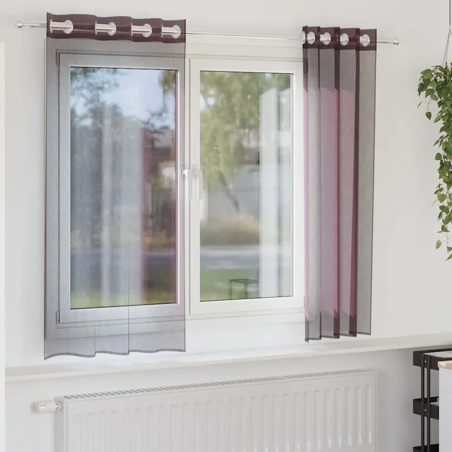 Rideaux en voile avec œillets 2 pcs violet 140x175 cm