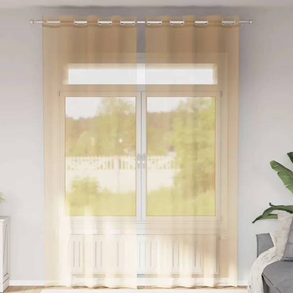 Rideaux en voile avec œillets 2 pcs sable