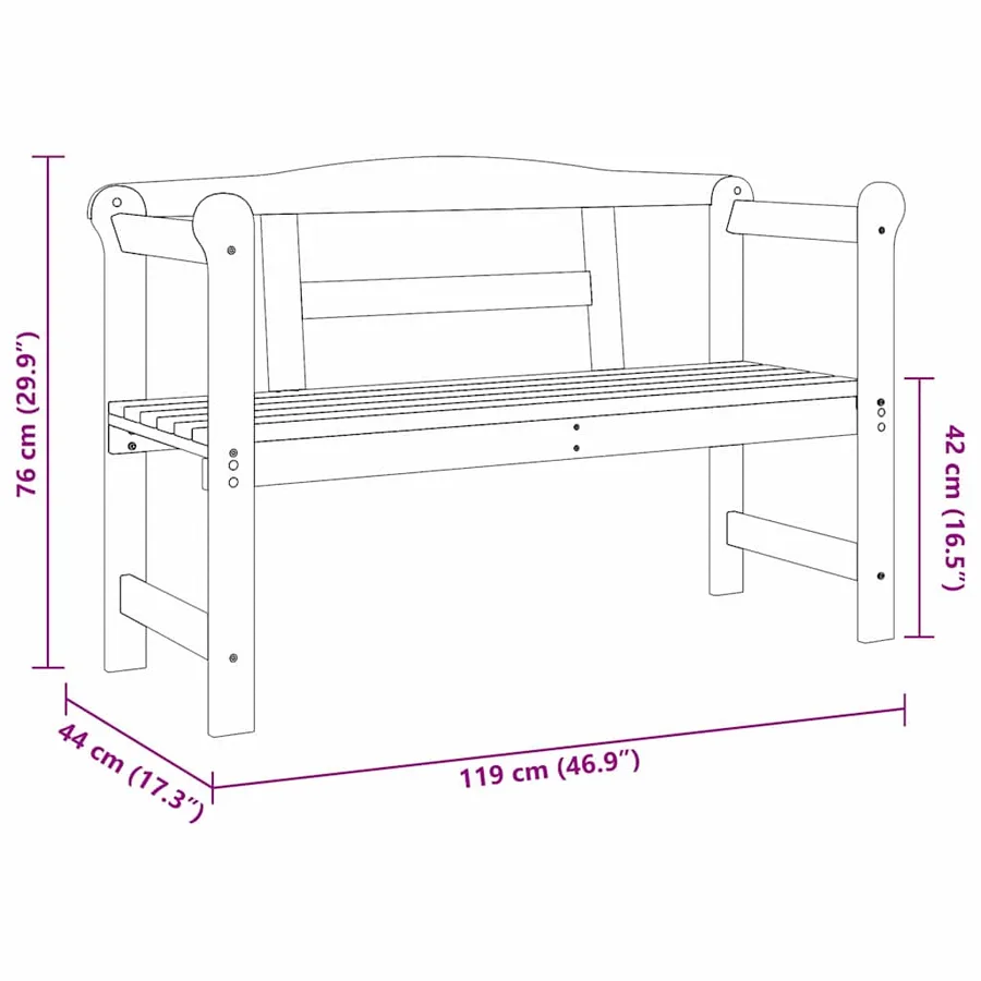 Banc extérieur Marron 119 x 44 x 76 cm Bois de pin massif - 10