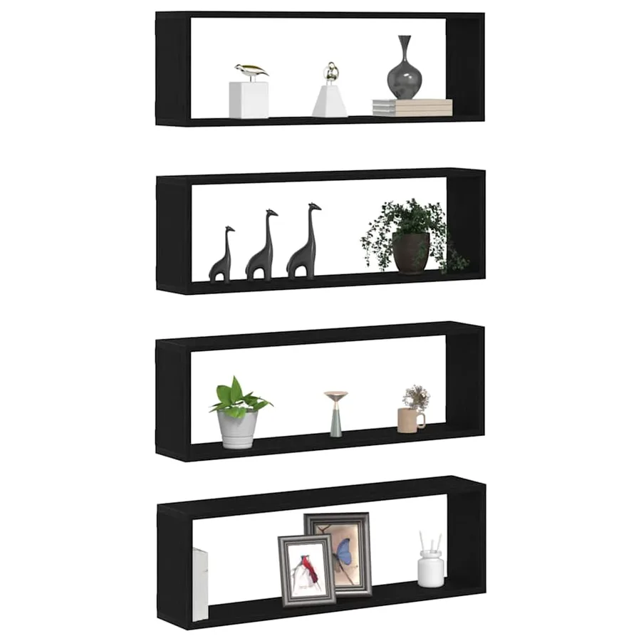 Étagères Murales avec étagère 4 pcs Chêne noir 80 x 15 x 26 cm - 3