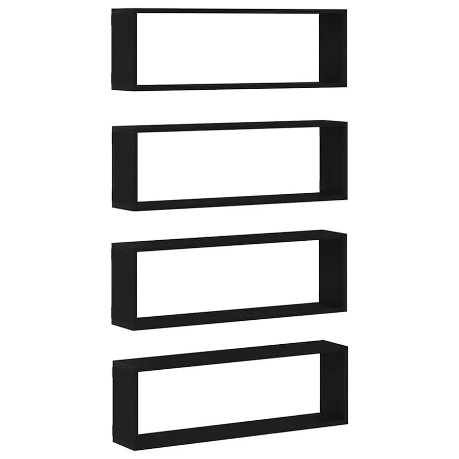 Étagères Murales avec étagère 4 pcs Chêne noir 80 x 15 x 26 cm - 6