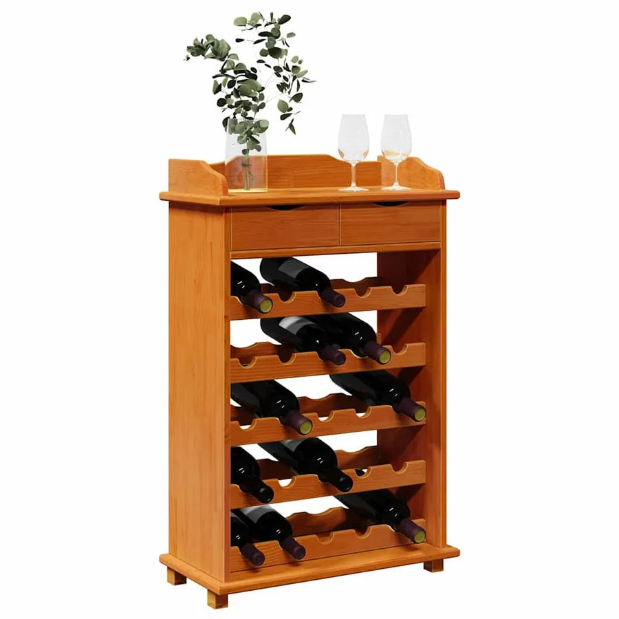 Étagère à vin Marron 58 x 28 x 90 cm Bois de pin massif - 3