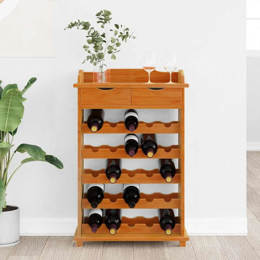 Étagère à vin Marron 58 x 28 x 90 cm Bois de pin massif - 4