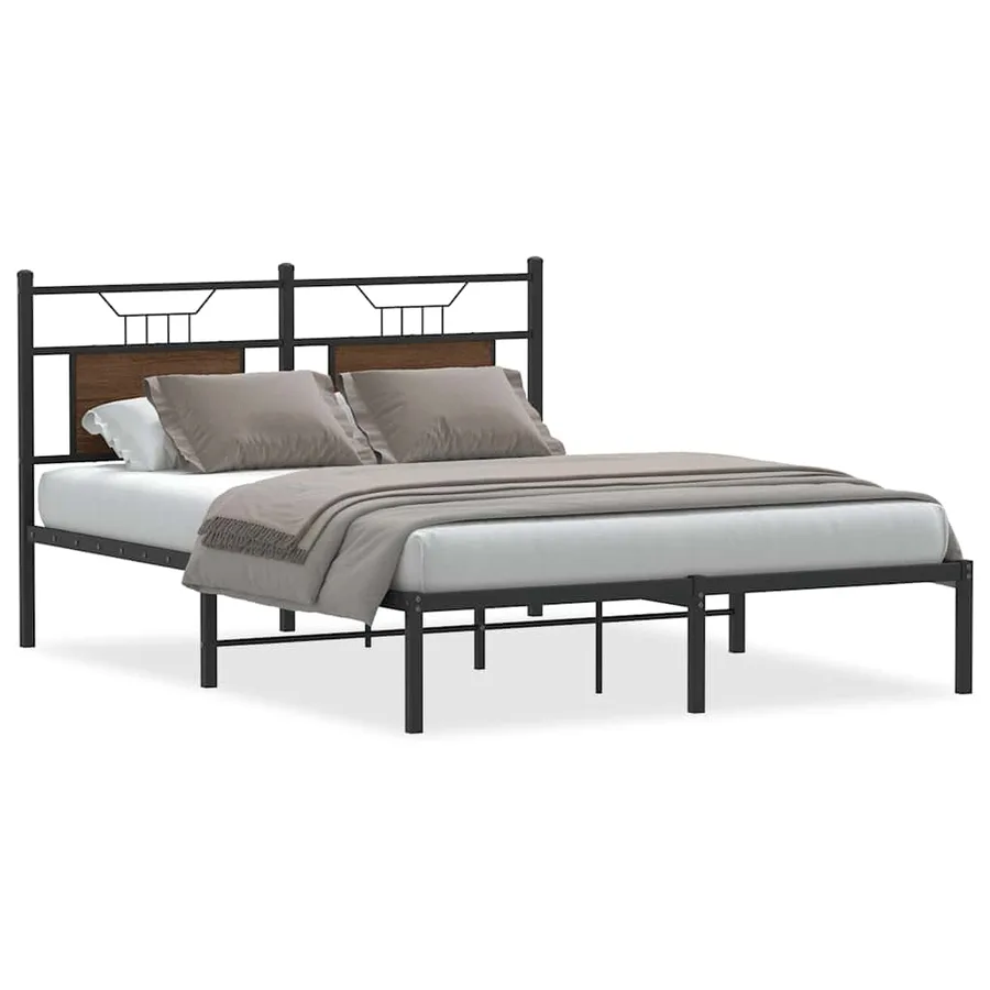 Cadre de lit sans matelas chêne marron 140x200 cm - 2