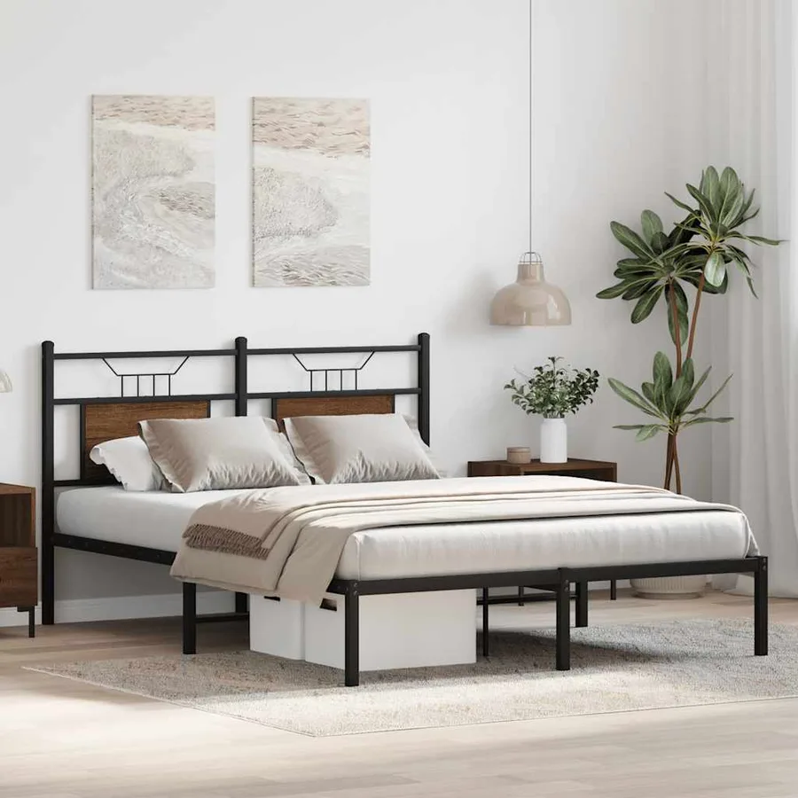 Cadre de lit sans matelas chêne marron 140x200 cm - 5