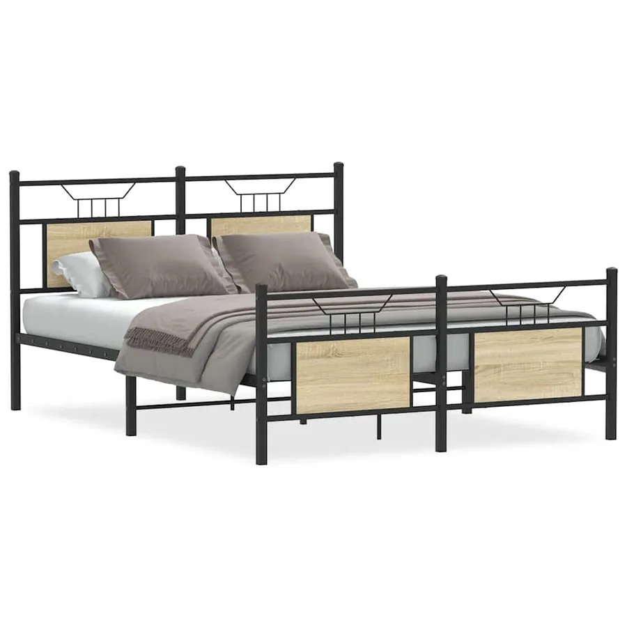 Cadre de lit sans matelas chêne sonoma 137x190 cm - 2