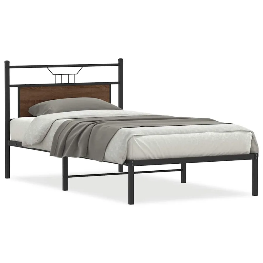 Cadre de lit sans matelas chêne marron 100x190 cm - 2