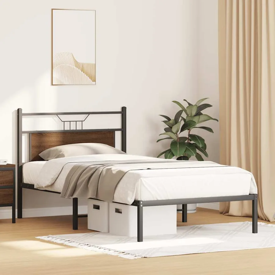 Cadre de lit sans matelas chêne marron 100x190 cm - 5